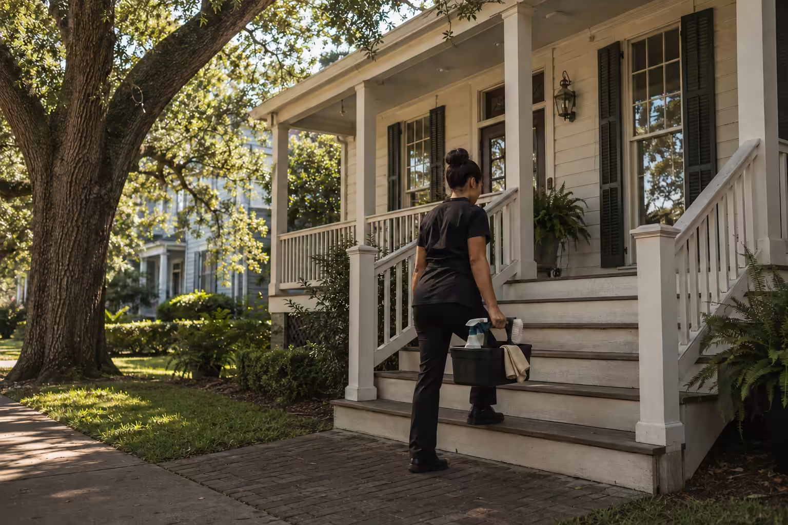 Post construction cleaning Metairie — NOLA Maid Easy crew arriving for the final pass before a client walkthrough